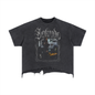 Camiseta de dobladillo desgastado, corte holgado, lavado vintage